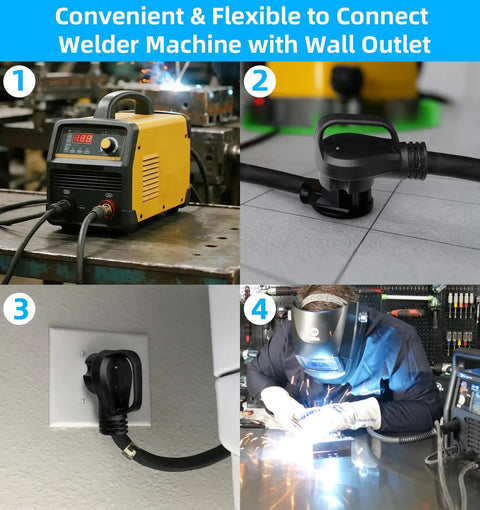 Heavy Duty 50 Amp Welder Extension Cord Built To Handle The Tough Welds With Six Gauge Three Conductor SOOW Cable 250 Volt NEMA Six Fifty Power Extension Cord For Welder MIG TIG Stick Plasma Cutter Generator And EV Charger Twenty Five Foot with various setups