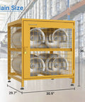 Upgraded Propane Tank Storage Box For Four Cylinders, Beefed Up Horizontal Cabinet With Lock And Keys, Powder Coated Yellow