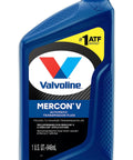 Mercon V Automatic Transmission Fluid in blue plastic bottle, 1 quart size, designed for reliable shifting and performance.