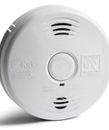 Dual Hazard Smoke And Carbon Monoxide Detector With Voice Warning Hardwired Setup And Ten Year Sealed Lithium Battery Backup Interconnectable Network Built Tough For Zero Drama Family Safety White, front view.