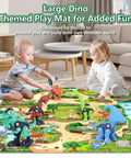 Children playing with Five Dino Building Set For Kids With STEM Learning Build Your Own Tyrannosaurus Rex Triceratops on play mat