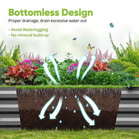 Galvanized Raised Garden Bed With Crop Cage Net Tent And Shade Cloth Kit For Outdoor Veggies And Fruits, Bird And Pest Protection, Bottomless Planting Metal Planter Box With T Nuts And Wing Nuts, 6x3x1 Ft showcasing bottomless design with drainage