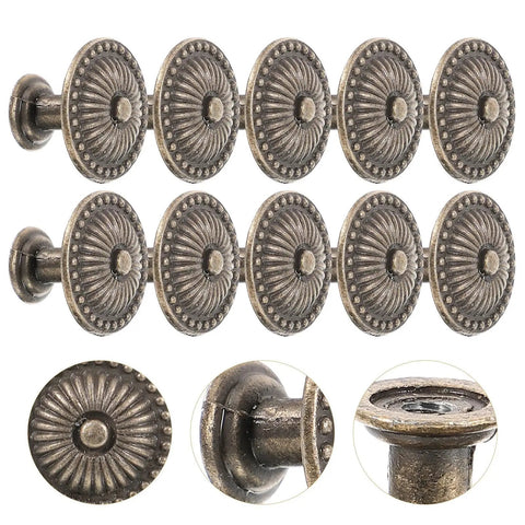 Vintage Round Cabinet Knobs Set Of 10 With Antique Copper Finish Decorative Drawer Handles For Kitchen Cabinets Wardrobe Doors And Dressers Easy Grip Hardware For Smooth Retro Style Furniture Updates