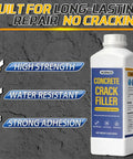 Heavy Duty Concrete Crack Filler Kit 3Lb Gray For Driveways Walkways And Patios DIY Mortar Repair with bottle label visible