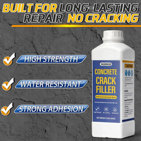 Heavy Duty Concrete Crack Filler Kit 3Lb Gray For Driveways Walkways And Patios DIY Mortar Repair with bottle label visible