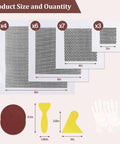 Diagram showing Essential 25 Piece Drywall Patch Repair Kit with various patch sizes, scrapers, and gloves for repairs.