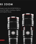 Rechargeable 500 Lumen LED Work Light And Flashlight With 4x Zoom feature details shown