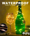 66Ft USB Powered 200 LED Twinkle Lights Copper Wire With Remote And Timer 8 Modes Waterproof String Lights on bottle and glass