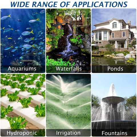 Wide range of applications for Beefy 7000GPH Submersible Pond Pump For Fountains, Aquariums, Waterfalls And Hydroponics, 320W UL Listed