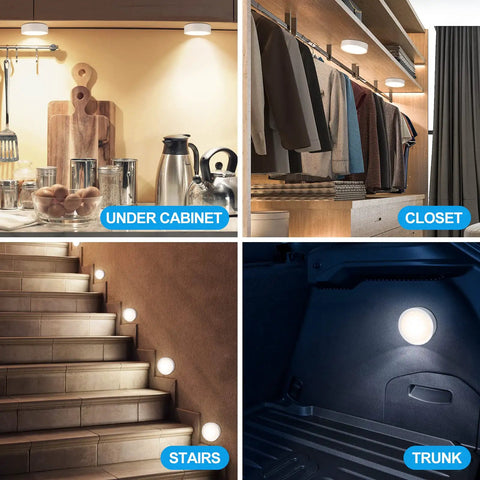 Remote Puck Lights Kit, 3 Pack With 13 Color Changing Under Cabinet Lights in kitchen, closet, stairs, and car trunk