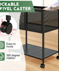 Rolling File Cart With Wheels For Hanging Folders Mobile Metal File Cabinet On Casters lockable swivel and 360-degree rotation