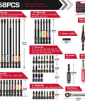 Ultimate Home DIY 58 Piece Screwdriver Set With 53 Magnetic Impact Bits And Case From Geinxurn displayed in layout