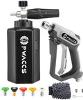 Foam Cannon For Car Wash Kit With One Quarter Inch Quick Connector And M22 Inlet 4000 PSI Short Pressure Washer Foam Gun