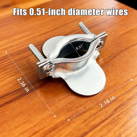 Two Piece Dryer Cord Strain Relief Clamp Kit with 0.51-inch wire fit on wooden surface