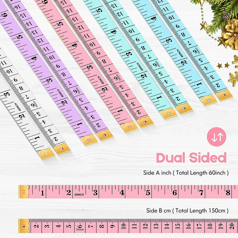 Soft Tape Measure 60 Inch Double Sided For Sewing And Tailoring 2 Pack Easy Read Inches And Centimeters Portable.