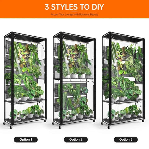 Indoor Greenhouse Cabinet With Pegboard And Grow Light Kit, 4 Pack 96W Full Spectrum Plant Lights, Perfect For Indoor Plants And Foliage, Measures 35.4 X 13.8 X 71 Inches