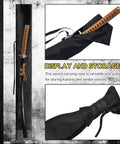 Large Sword Bag 51 Inch Katana Case With Adjustable Straps displayed open with sword partially inside, black material.