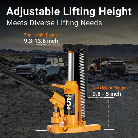 Koerzore 2.5 Ton Toe Jack And 5 Ton Top Hydraulic Floor Jack Heavy Duty Bottle Lift Tool with adjustable heights