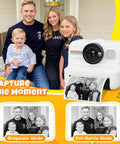 Kids Instant Print Camera With 1080P HD Imaging And No Ink Thermal Printing Includes 3 Rolls Photo Paper And 32GB Memory Card, family photo print