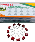 Must Have CBB22 Metallized Polypropylene Film Capacitor Kit, 400V And 630V, 25 Values, 250 Pieces, in plastic box with red capacitors