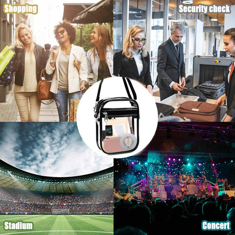 Clear Crossbody Bag With Front Pocket Stadium Approved For Concerts Sports Festivals Waterproof PVC Pass Through Security Quickly