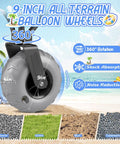 All Terrain Beach Wagon With 9 Inch Inflatable Tires, Heavy Duty Foldable Cart For Sand, 360-degree wheel rotation