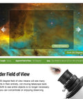 50-degree view through 4Mm 1.25 Inch Plossl Eyepiece With Fully Multi Coated Optics, showing vibrant nebula backdrop, ideal for wide field observations