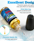 Close-up of 2 Oz Fishing Reel Oil Lubricant Set for Freshwater and Saltwater Reels with precision needle tip and child-safe cap
