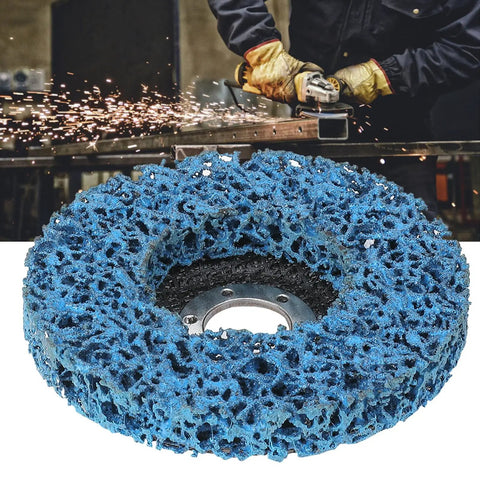 Five Piece Poly Strip Abrasive Disc Set For Angle Grinder Rust And Paint Removal, Blue Nylon Cleaning Wheel 100x14x22mm
