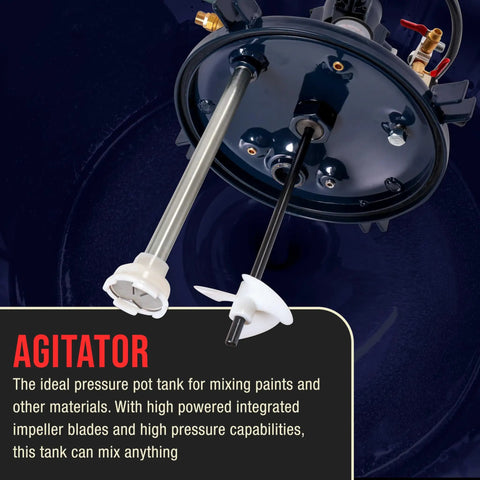 Heavy Duty Steel Spray Paint Pressure Pot With Adjustable Gauge And Regulator For Auto Body Detailing agitator blades inside tank.