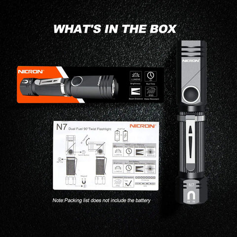 Beast 600 Lumen Tactical Flashlight With 90 Degree Angled Head IP65 Waterproof LED Mini Light packaging and instructions