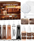 No Sweat Diy Leather Repair Kit For Furniture And Vinyl Self Mixing Compound includes repair compounds and tools for damage fixing.