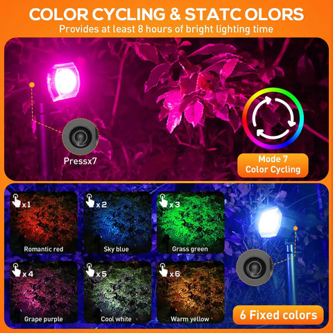 Color Changing Solar Lights Outdoor Waterproof Multicolor RGB With Auto On Off 7 Lighting Modes For Garden Decor Backyard Ambience