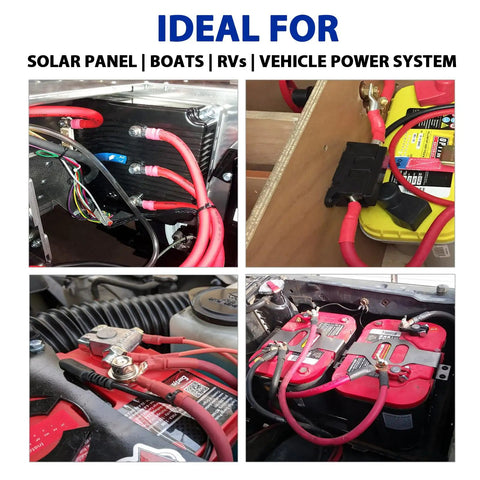 Black And Red 2 Gauge Battery Cable Kit 13 Feet Each With Built Tough Heavy Duty Copper Clad Aluminum for solar and RV setups