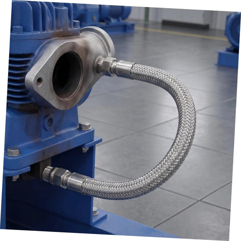 Badass Half Inch Stainless Steel Braided Air Hose High Pressure Heat Resistant Jumper For Industrial Air Compressor Pump Discharge Vibration Absorbing Heavy Duty Pro Grade Quality Keeps Moving Smooth Easy Install Shop Ready Top Tier on compressor