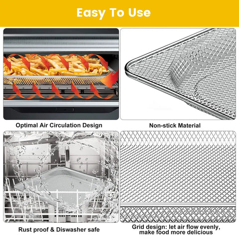 Air Fryer Basket And Steel Wire Rack Accessory For SP100 SP101 Convection Oven, Dishwasher Safe Splatter Shield, Ultra Fine Mesh