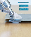 Cordless Metal Sheet Shears Electric Scissors With 360 Degree Swivel Head cutting metal sheet close-up view