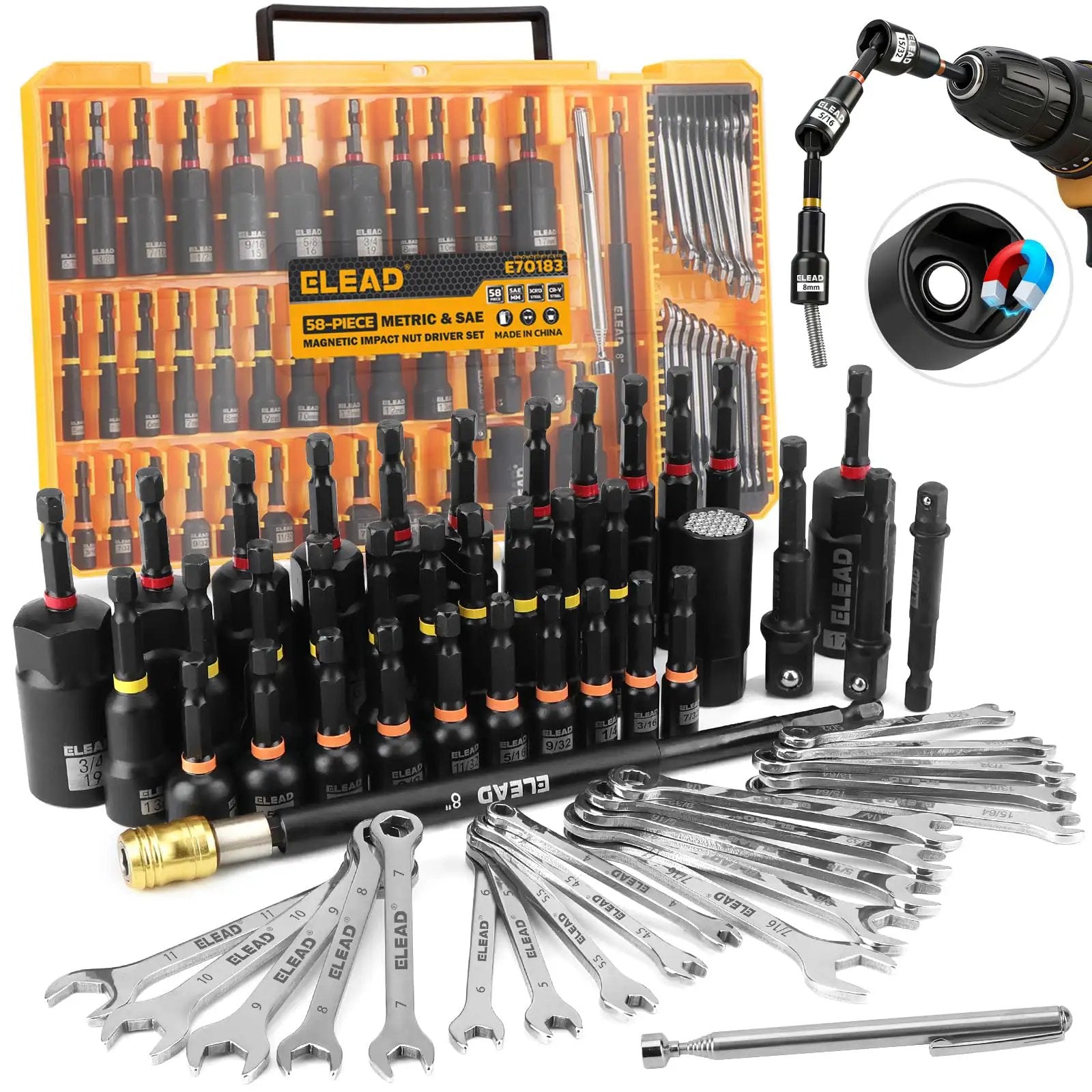 Magnetic Impact Nut Driver Set | Heavy Duty Wrench Kit