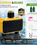 Solar Powered Smart Sprinkler Timer With WiFi For Garden Hose Dope Two Zone Irrigation System With Rain Sensor shown with accessories