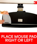 Slick Heavy Hitter Under Desk Keyboard Tray With Gel Wrist Rest And Smooth 23 Inch Glide Platform showing adjustable mouse pad placement.