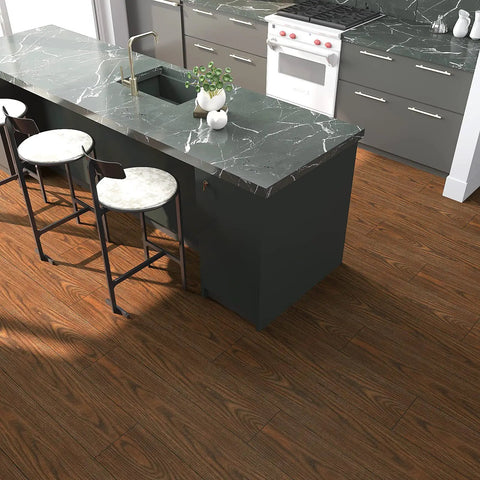 Brown Chestnut Wood Peel And Stick Floor Tiles That Look Real Waterproof Vinyl Planks 6 By 36 Inches Self Adhesive in kitchen