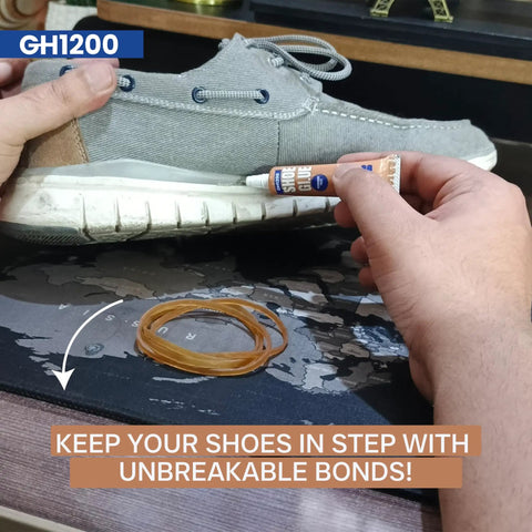 Applying Eight 10Ml Tubes Shoe Glue Repair Kit With Sanding Sticks And Rubber Bands For Sneakers High Heels Crocs And More Clear Drying Durable Sole Fix For Extreme Conditions to shoe.