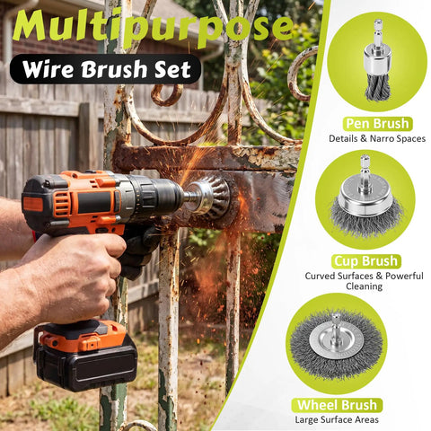 17 Piece Wheel Hub Cleaning Kit With Drill Brushes And Polishing Pads For Lug Studs, Calipers, And Rust Removal demonstration