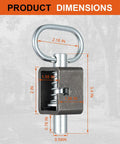 Product dimensions of Bulletproof Spring Latch Lock For Utility Truck Trailers, showing size and steel construction details.