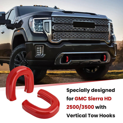 Red Tow Hook Covers for GMC Sierra HD 2500 And 3500 2019 Through 2026 Custom Fit Front End Tow Hook Covers Protectors