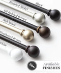 Chelsea Ball End Curtain Rod For Windows, No Fuss Adjustable 48 To 86 Inches Extendable Steel Rod in Black Finish and other finishes.
