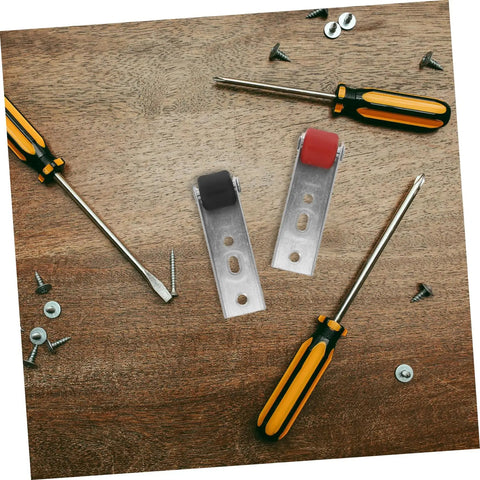 Smooth Ride Heavy Duty Sliding Door Roller Wheels For Wooden Barn Doors with mounting brackets and screwdrivers on wood.