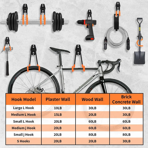 Heavy Duty Garage Hooks Set 20 Pack Wall Mount Utility Hangers For Organization Tool And Ladder Storage Orange With Mounting Screws