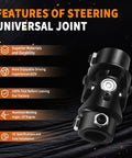 Black Steering Universal Joint Shaft Three Quarters Inch Double D And V Triangle U Joint Length 83mm 4000rpm Max 35 Degree
