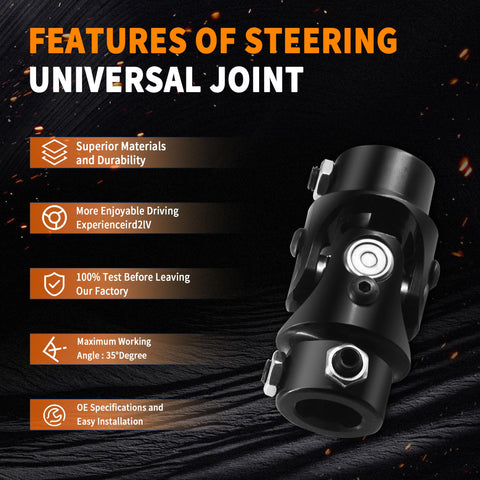 Black Steering Universal Joint Shaft Three Quarters Inch Double D And V Triangle U Joint Length 83mm 4000rpm Max 35 Degree